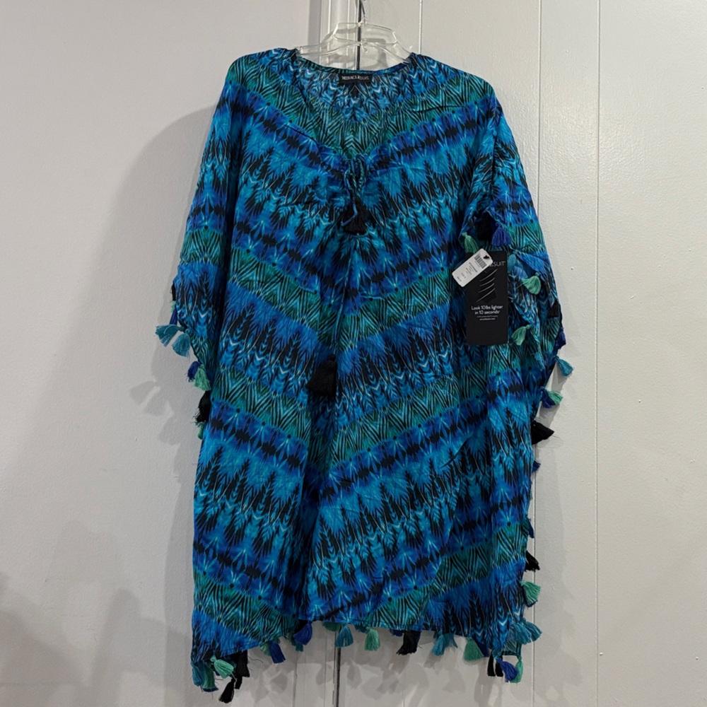 Miraclesuit Blue and Green Patterned Top